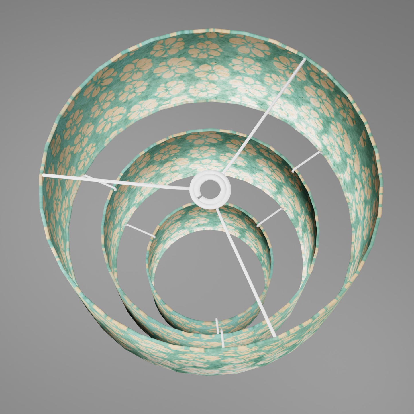 3 Tier Lamp Shade - P80 - Batik Star Flower Sea Foam, 40cm x 20cm, 30cm x 17.5cm & 20cm x 15cm