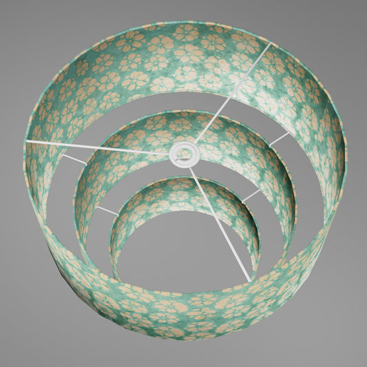 3 Tier Lamp Shade - P80 - Batik Star Flower Sea Foam, 50cm x 20cm, 40cm x 17.5cm & 30cm x 15cm