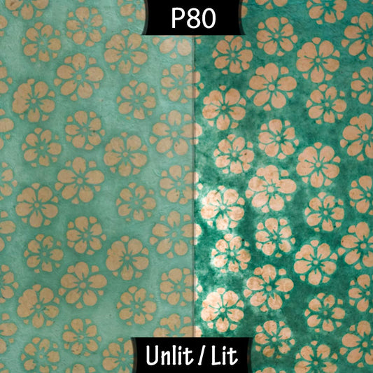Drum Lamp Shade - P80 ~ Batik Star Flower Mint Green, 20cm(d) x 20cm(h) - Imbue Lighting