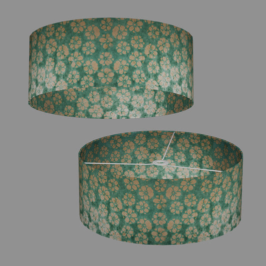 Drum Lamp Shade - P80 - Batik Star Flower Sea Foam, 50cm(d) x 20cm(h)