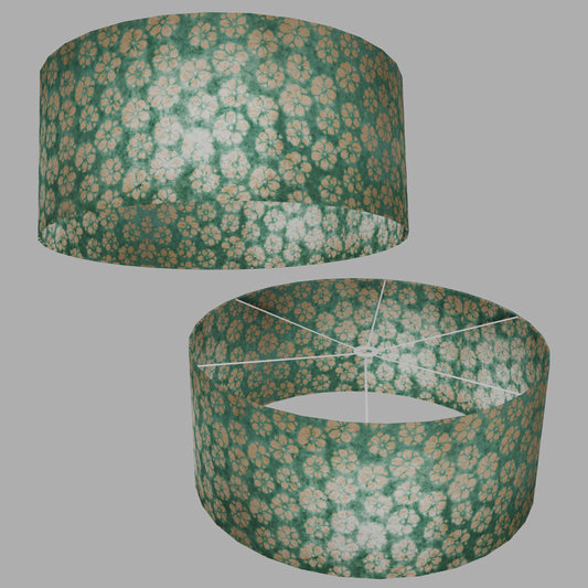 Drum Lamp Shade - P80 ~ Batik Star Flower Sea Foam, 70cm(d) x 30cm(h)