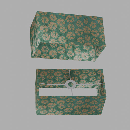 Rectangle Lamp Shade - P80 ~ Batik Star Flower on Sea Foam, 40cm(w) x 20cm(h) x 20cm(d)
