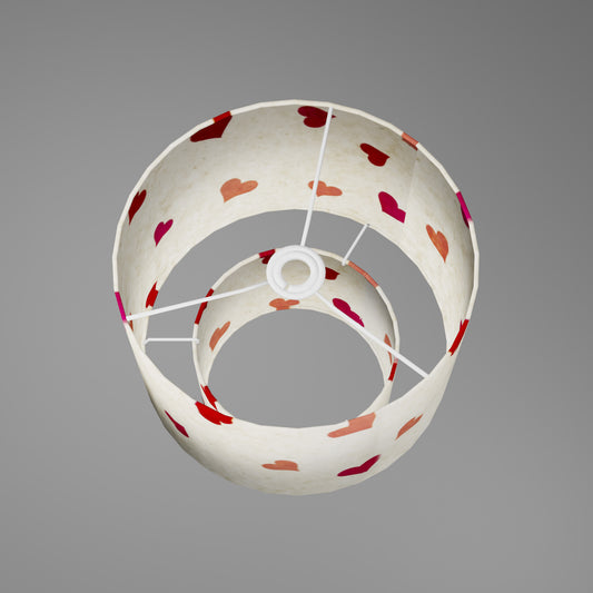 2 Tier Lamp Shade - P82 - Hearts on Lokta Paper, 30cm x 20cm & 20cm x 15cm