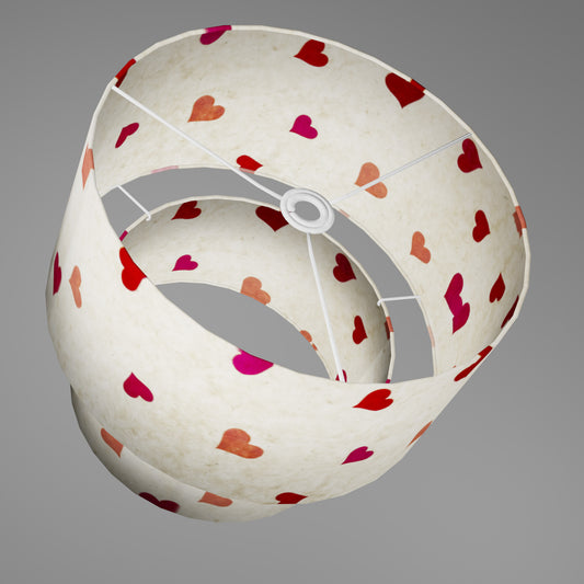 2 Tier Lamp Shade - P82 - Hearts on Lokta Paper, 40cm x 20cm & 30cm x 15cm