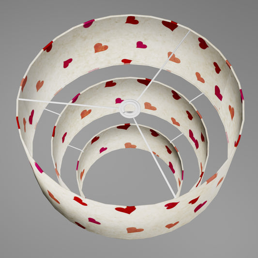 3 Tier Lamp Shade - P82 - Hearts on Lokta Paper, 50cm x 20cm, 40cm x 17.5cm & 30cm x 15cm