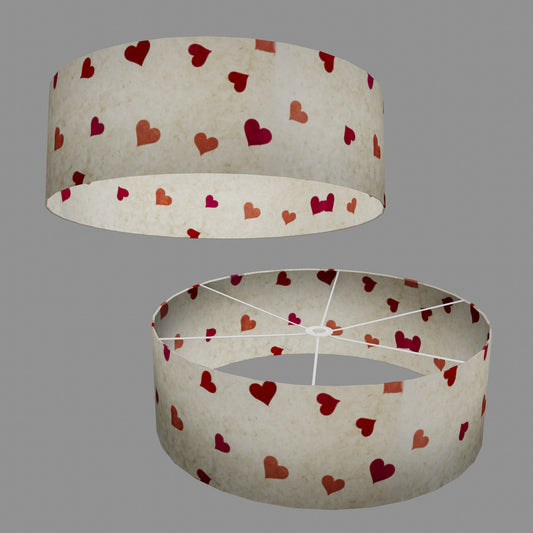 Drum Lamp Shade - P82 - Hearts on Lokta Paper, 60cm(d) x 20cm(h)