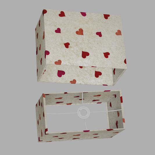 Rectangle Lamp Shade - P82 ~ Hearts on Lokta Paper, 40cm(w) x 30cm(h) x 20cm(d)
