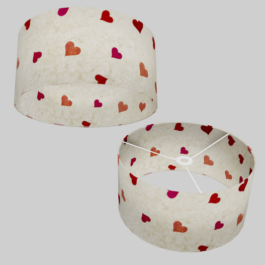 Drum Lamp Shade - P82 ~ Hearts on Lokta Paper, 40cm(d) x 20cm(h)
