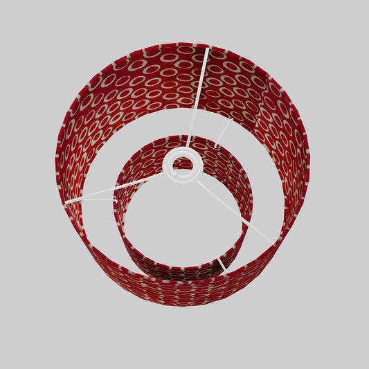 2 Tier Lamp Shade - P83 - Batik Red Circles, 30cm x 20cm & 20cm x 15cm