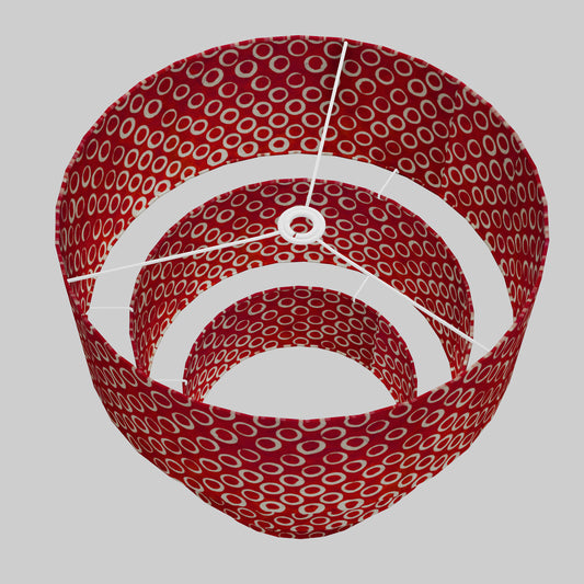 3 Tier Lamp Shade - P83 - Batik Red Circles, 50cm x 20cm, 40cm x 17.5cm & 30cm x 15cm