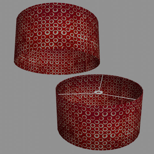 Drum Lamp Shade - P83 ~ Batik Red Circles, 50cm(d) x 25cm(h)