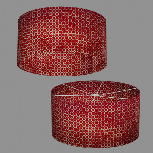 Drum Lamp Shade - P83 ~ Batik Red Circles, 60cm(d) x 30cm(h)