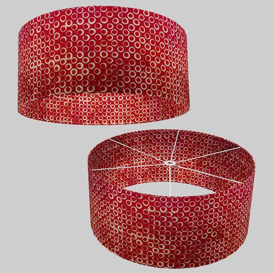 Drum Lamp Shade - P83 ~ Batik Red Circles, 70cm(d) x 30cm(h)