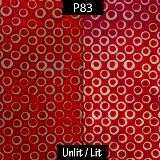 Oval Lamp Shade - P83 ~ Batik Red Circles, 30cm(w) x 20cm(h) x 22cm(d)