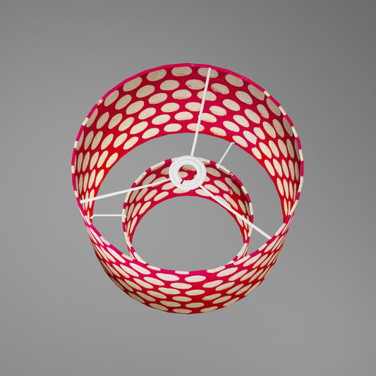 2 Tier Lamp Shade - P84 - Batik Dots on Red, 30cm x 20cm & 20cm x 15cm