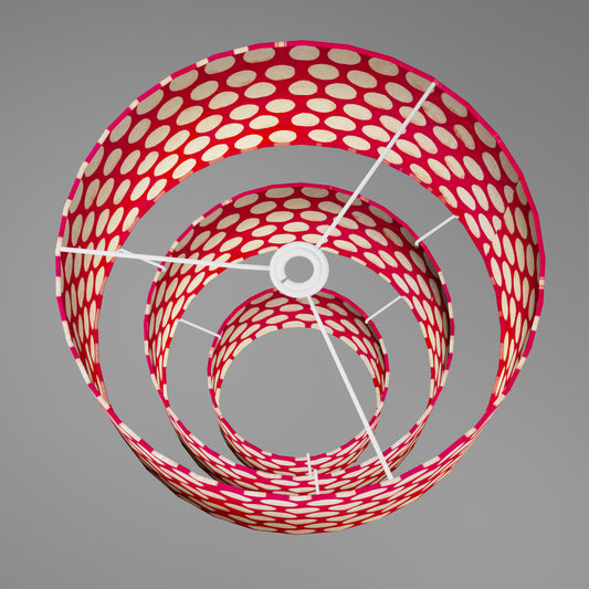 3 Tier Lamp Shade - P84 - Batik Dots on Red, 40cm x 20cm, 30cm x 17.5cm & 20cm x 15cm