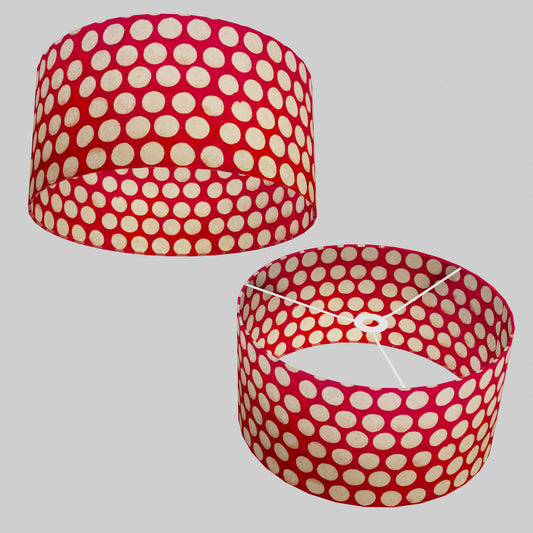 Drum Lamp Shade - P84 ~ Batik Dots on Red, 40cm(d) x 20cm(h)