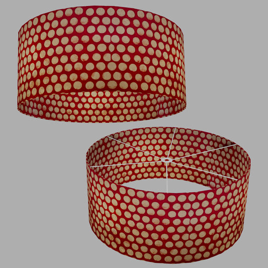 Drum Lamp Shade - P84 ~ Batik Dots on Red, 70cm(d) x 30cm(h)