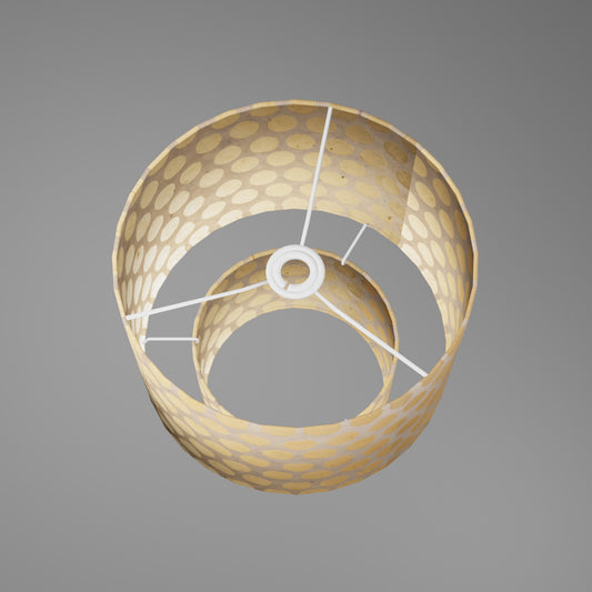 2 Tier Lamp Shade - P85 ~ Batik Dots on Natural, 30cm x 20cm & 20cm x 15cm