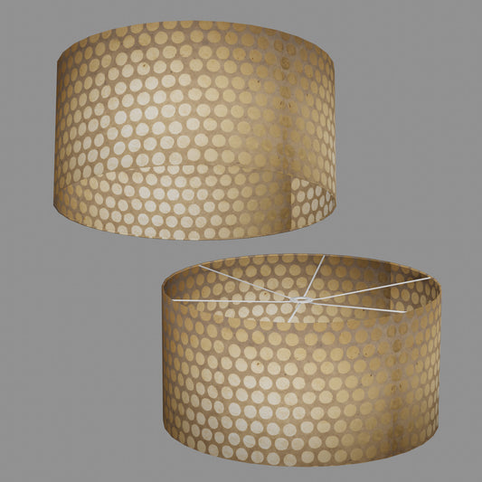 Drum Lamp Shade - P85 ~ Batik Dots on Natural, 60cm(d) x 30cm(h)