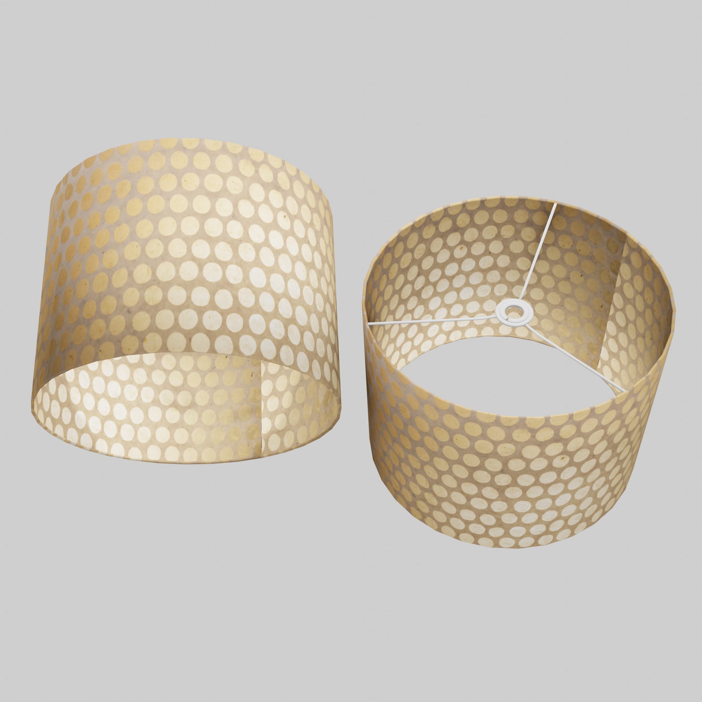 Drum Lamp Shade - P85 ~ Batik Dots on Natural, 40cm(d) x 30cm(h)