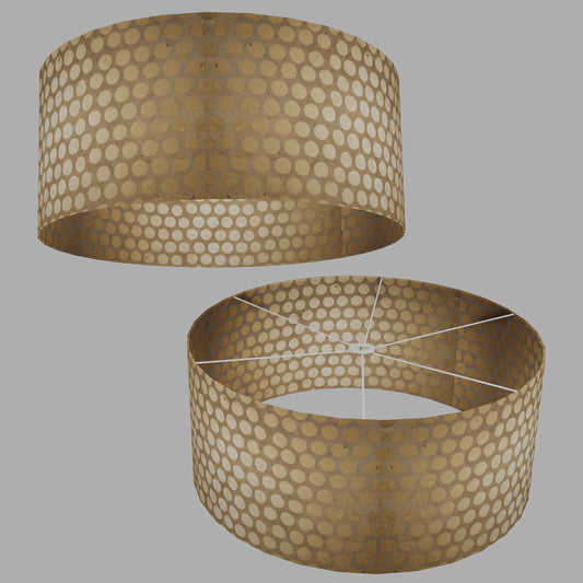 Drum Lamp Shade - P85 ~ Batik Dots on Natural, 70cm(d) x 30cm(h)