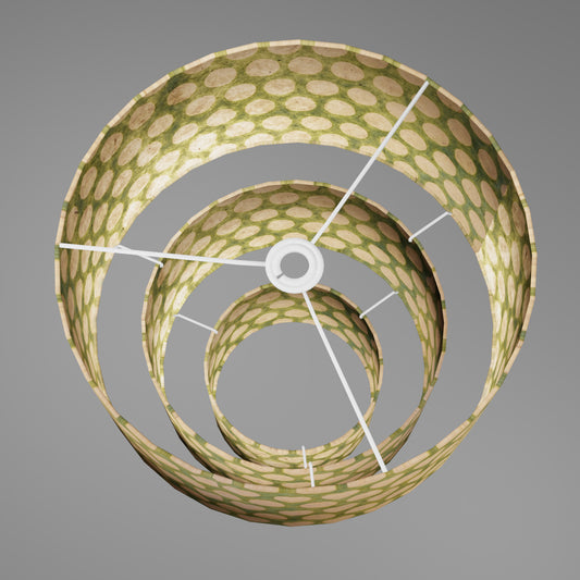 3 Tier Lamp Shade - P87 ~ Batik Dots on Green, 40cm x 20cm, 30cm x 17.5cm & 20cm x 15cm