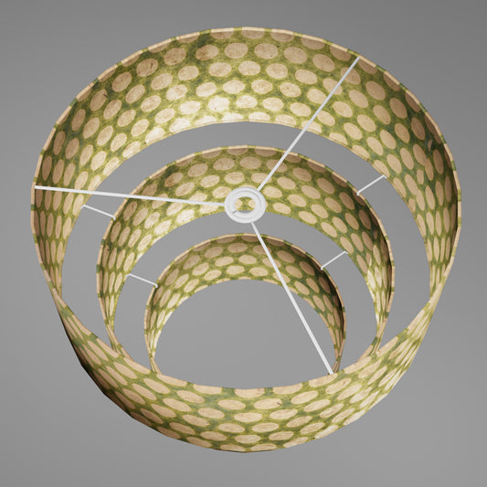 3 Tier Lamp Shade - P87 ~ Batik Dots on Green, 50cm x 20cm, 40cm x 17.5cm & 30cm x 15cm