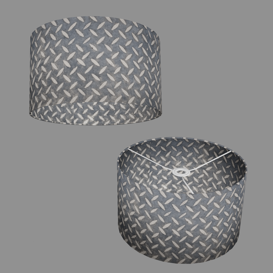 Drum Lamp Shade - P88 ~ Batik Tread Plate Grey, 35cm(d) x 20cm(h)