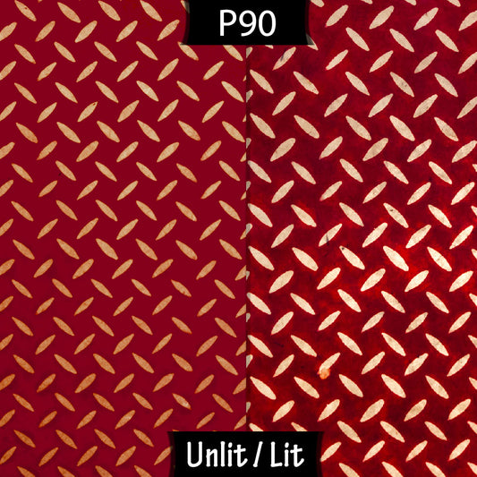 Oval Lamp Shade - P90 ~ Batik Tread Plate Red, 40cm(w) x 30cm(h) x 30cm(d)
