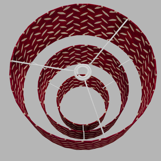 3 Tier Lamp Shade - P90 ~ Batik Tread Plate Red, 40cm x 20cm, 30cm x 17.5cm & 20cm x 15cm