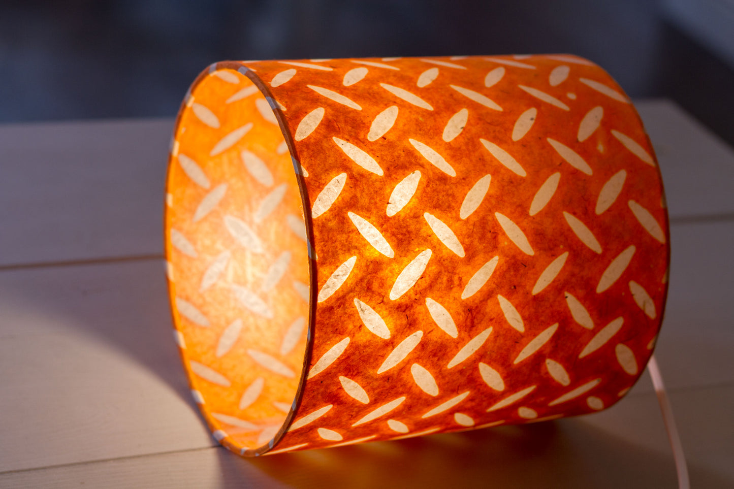 Square Lamp Shade - P91 - Batik Tread Plate Orange, 30cm(w) x 30cm(h) x 30cm(d)