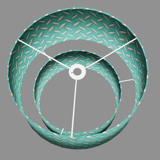 2 Tier Lamp Shade - P15 - Batik Tread Plate Mint Green, 40cm x 20cm & 30cm x 15cm