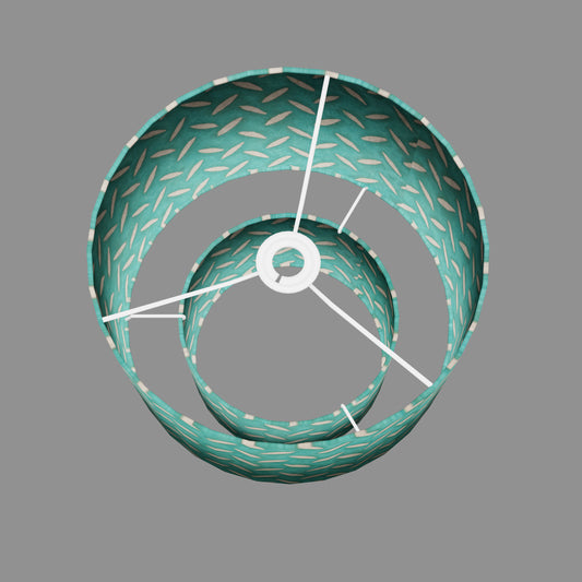 2 Tier Lamp Shade - P15 - Batik Tread Plate Mint Green, 30cm x 20cm & 20cm x 15cm