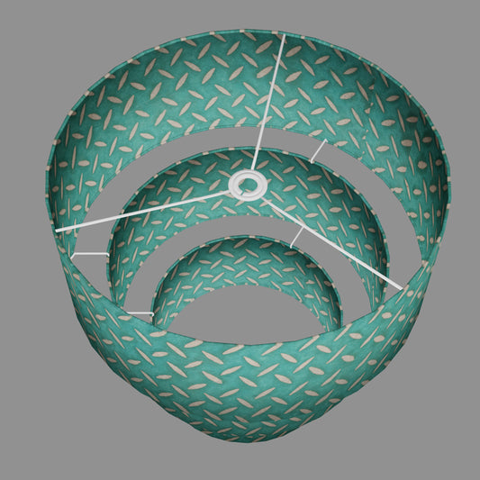 3 Tier Lamp Shade - P15 - Batik Tread Plate Mint Green, 50cm x 20cm, 40cm x 17.5cm & 30cm x 15cm