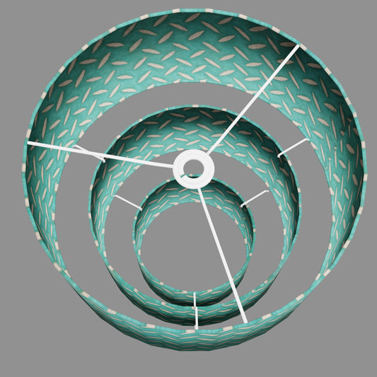 3 Tier Lamp Shade - P15 - Batik Tread Plate Mint Green, 40cm x 20cm, 30cm x 17.5cm & 20cm x 15cm