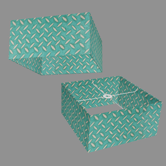 Square Lamp Shade - P15 - Batik Tread Plate Mint Green, 40cm(w) x 20cm(h) x 40cm(d)