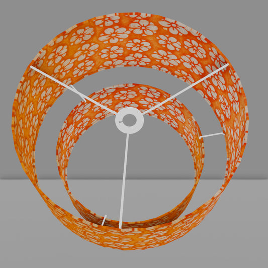 2 Tier Lamp Shade - P94 - Batik Star Flower on Orange, 40cm x 20cm & 30cm x 15cm