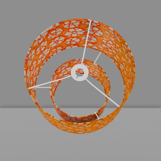 2 Tier Lamp Shade - P94 - Batik Star Flower on Orange, 30cm x 20cm & 20cm x 15cm