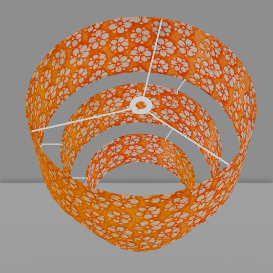 3 Tier Lamp Shade - P94 - Batik Star Flower on Orange, 50cm x 20cm, 40cm x 17.5cm & 30cm x 15cm