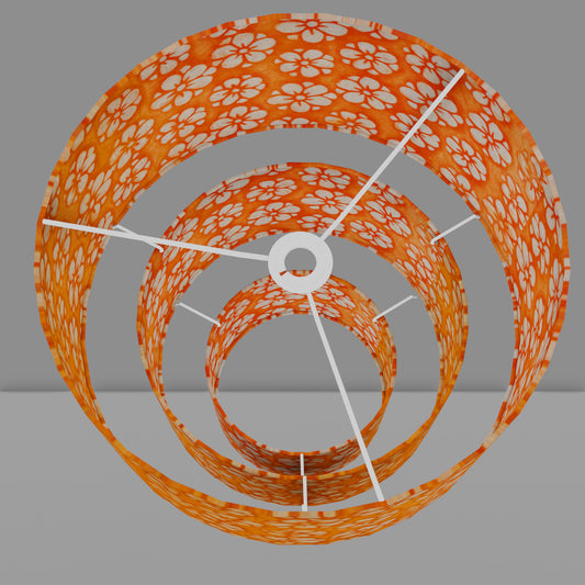 3 Tier Lamp Shade - P94 - Batik Star Flower on Orange, 40cm x 20cm, 30cm x 17.5cm & 20cm x 15cm