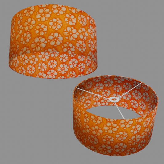 Drum Lamp Shade - P94 - Batik Star Flower on Orange, 40cm(d) x 20cm(h)
