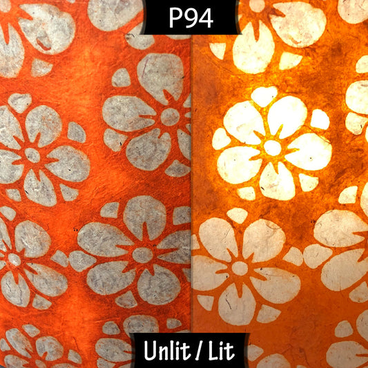 Oval Lamp Shade - P94 - Batik Star Flower on Orange, 30cm(w) x 20cm(h) x 22cm(d)