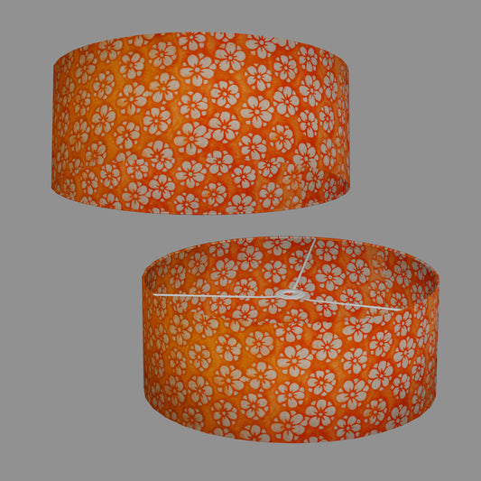 Drum Lamp Shade - P94 - Batik Star Flower on Orange, 50cm(d) x 20cm(h)