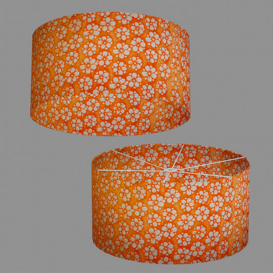 Drum Lamp Shade - P94 - Batik Star Flower on Orange, 60cm(d) x 30cm(h)