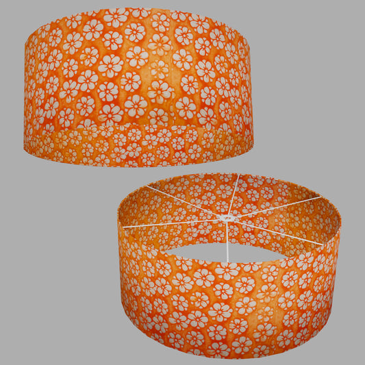 Drum Lamp Shade - P94 - Batik Star Flower on Orange, 70cm(d) x 30cm(h)