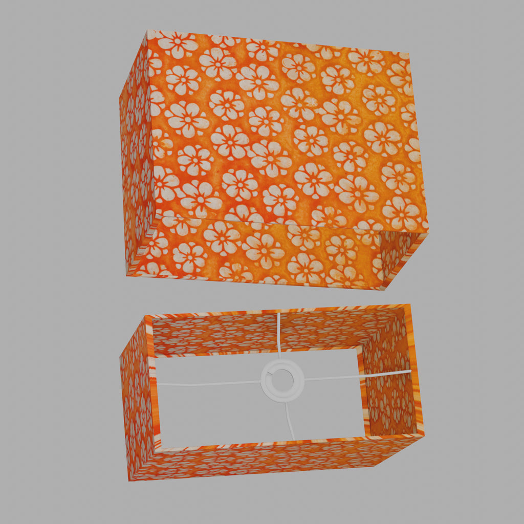 Rectangle Lamp Shade - P94 - Batik Star Flower on Orange, 40cm(w) x 30cm(h) x 20cm(d)