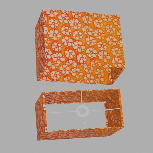 Rectangle Lamp Shade - P94 - Batik Star Flower on Orange, 40cm(w) x 30cm(h) x 20cm(d)