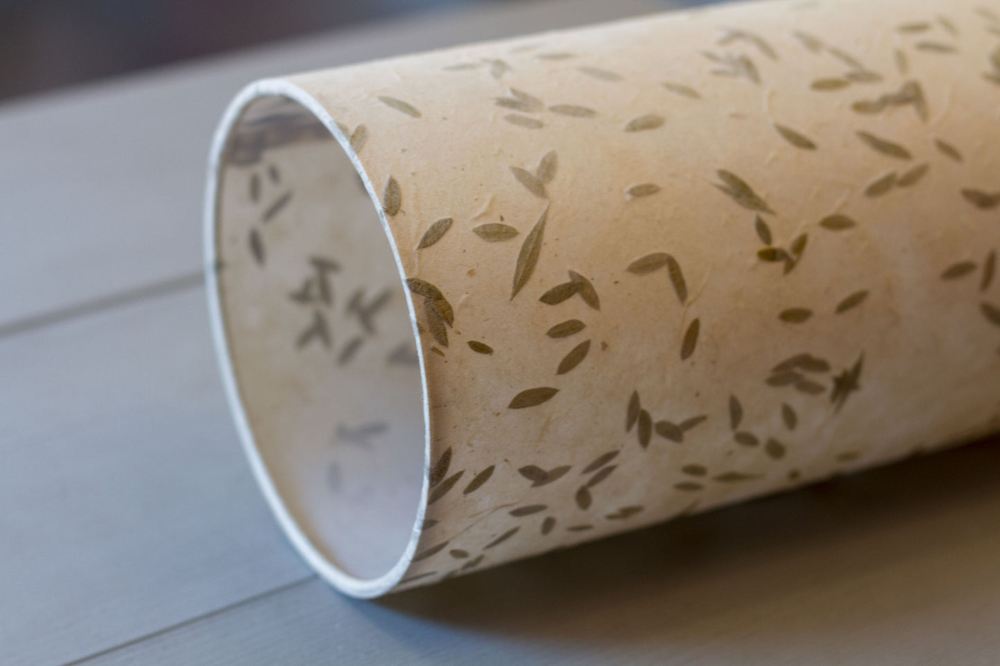 Drum Lamp Shade - P95 - Little Leaves, 25cm x 25cm