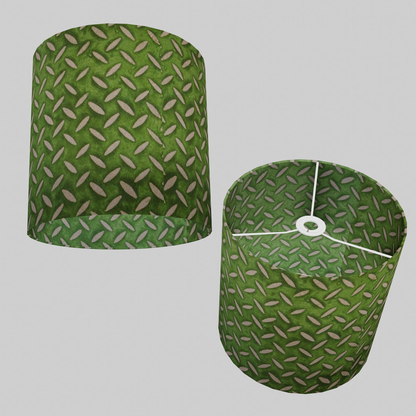 Drum Lamp Shade - P96 - Batik Tread Plate Green, 30cm(d) x 30cm(h)